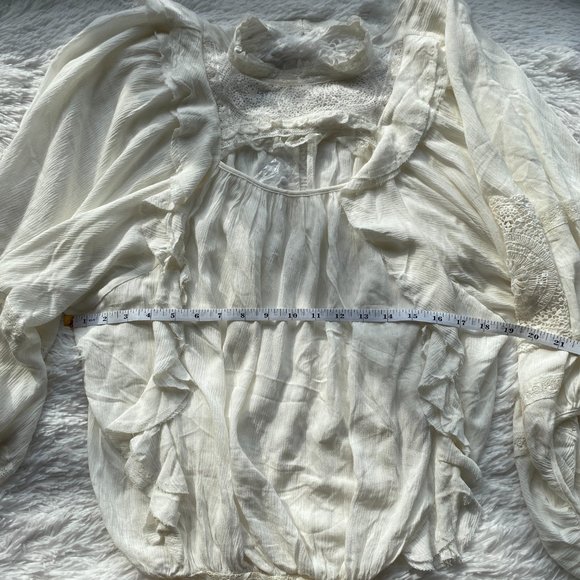 NWOT FREE PEOPLE Lover Of Mine Bodysuit White Ruffle Lace Small S - Picture 10 of 13